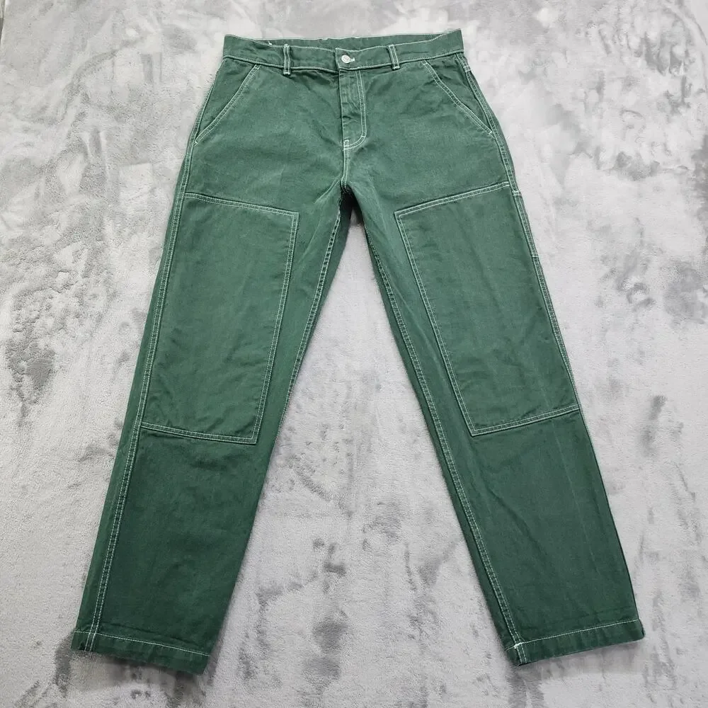 Zara DNWR Jeans Mens 32 Green Double Knee Carpenter Workwear Utility Cotton